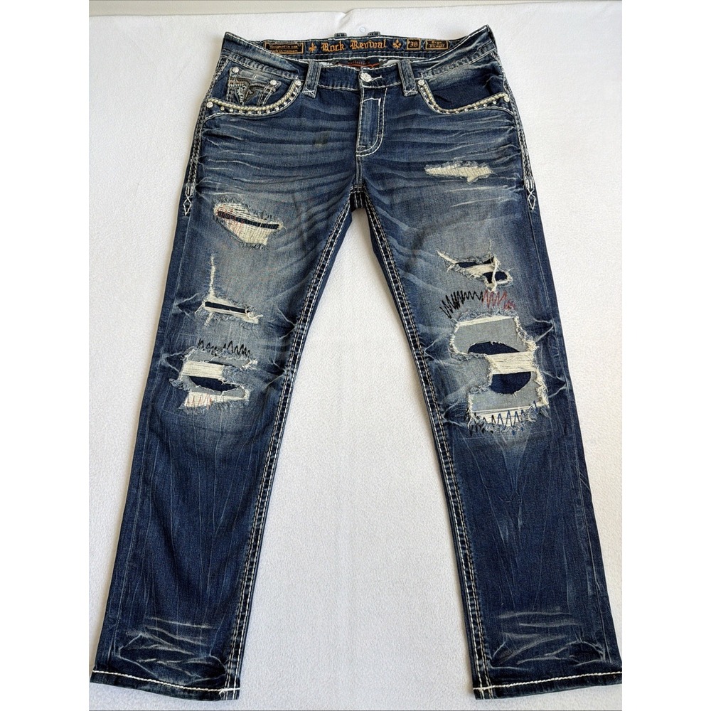 Rock Revival Bryn Straight Collectors Edition Mens Jeans Blue 36 Fits 38x31